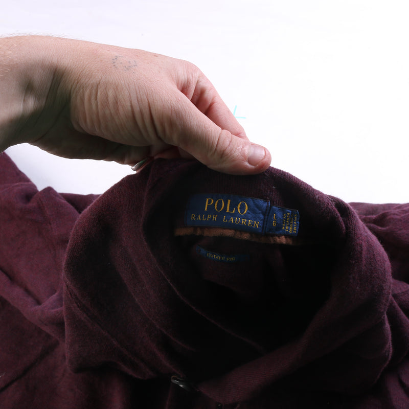 Polo Ralph Lauren  Knitted Quarter Button Jumper / Sweater Large Burgundy Red
