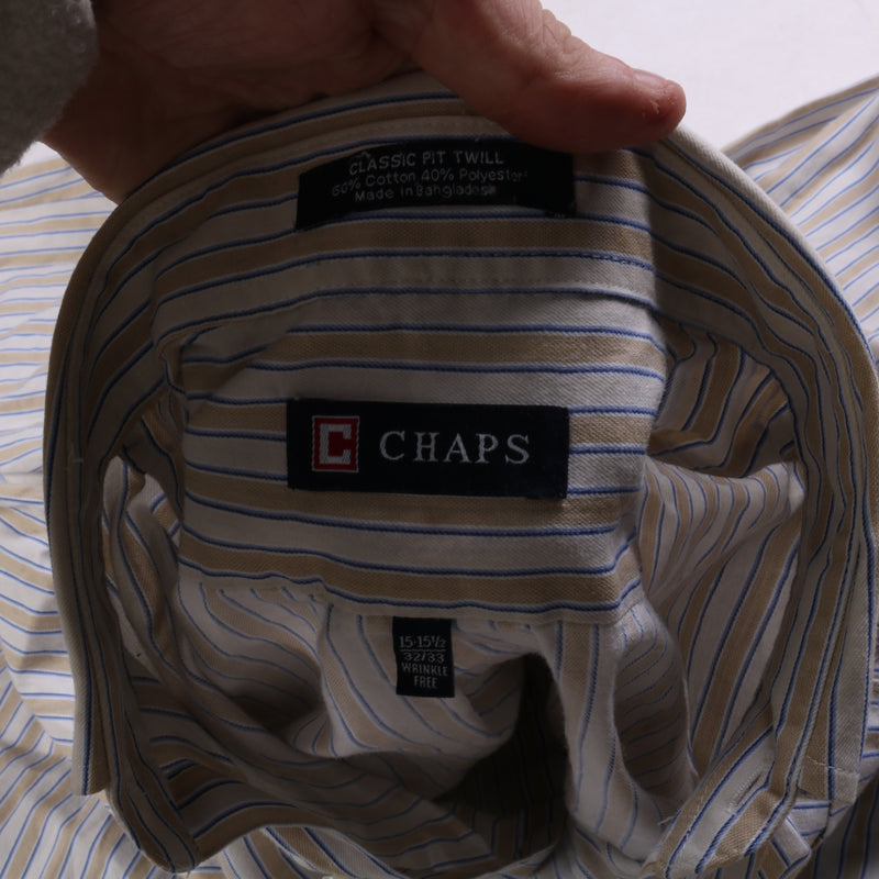 Chaps Ralph Lauren  Stripped Long Sleeve Button Up Shirt Medium White