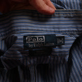 Polo Ralph Lauren Striped Long Sleeve Button Up Shirt Men's Large Navy Blue