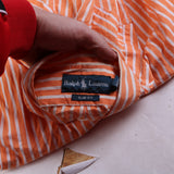 Polo Ralph Lauren  Long Sleeve Button Up Striped Shirt Small Orange