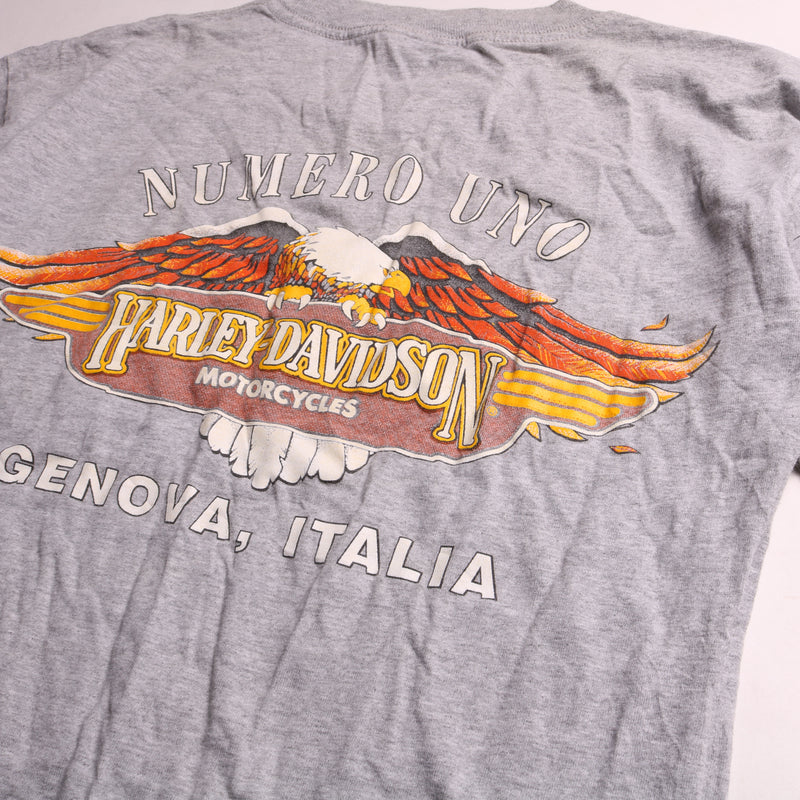 Harley Davidson  Back Print Short Sleeve T Shirt Large Grey