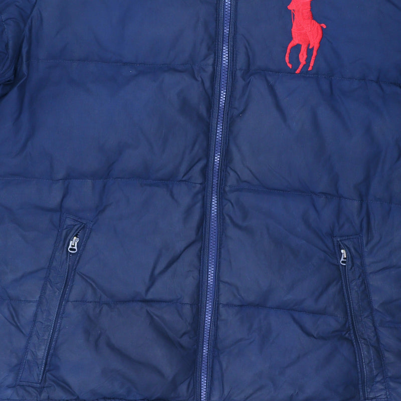 Ralph Lauren polo 90's Hooded Zip Up Puffer Jacket XLarge Blue