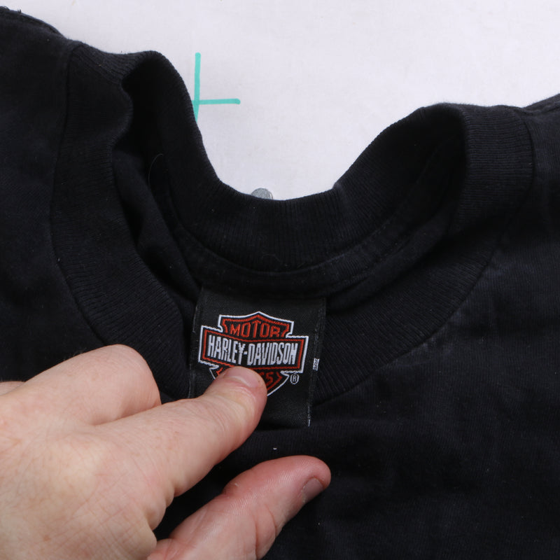 Harley Davidson  Back Print Crewneck Vest T Shirt XLarge Black