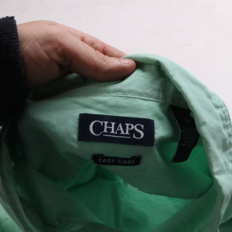 Chaps Ralph Lauren  Short Sleeve Button Up Plain Shirt Medium Green