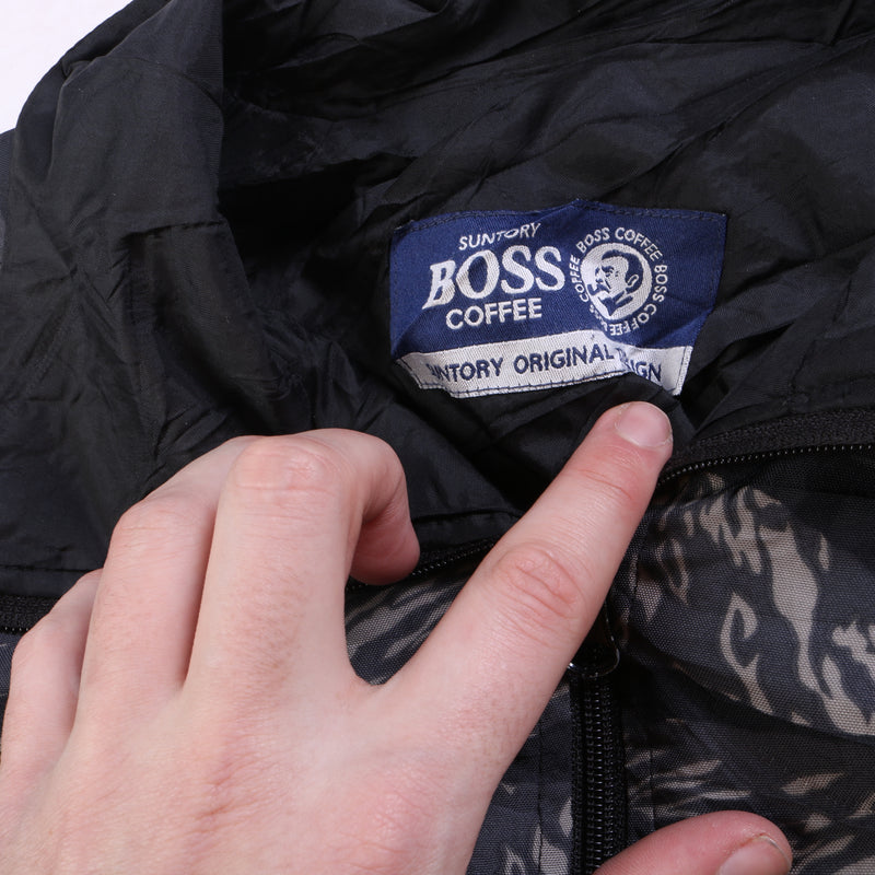 Boss Coffee  Camo Full Zip Up Puffer Jacket Small Grey