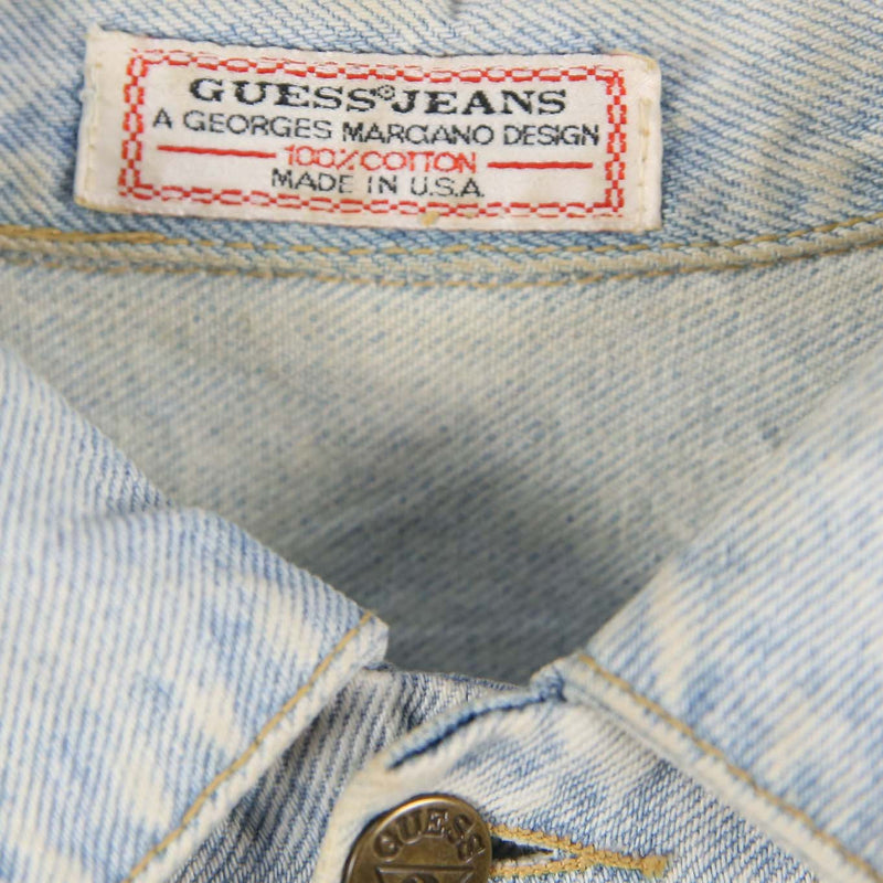 Guess 90's Light Wash Button Up Denim Jacket Small Blue