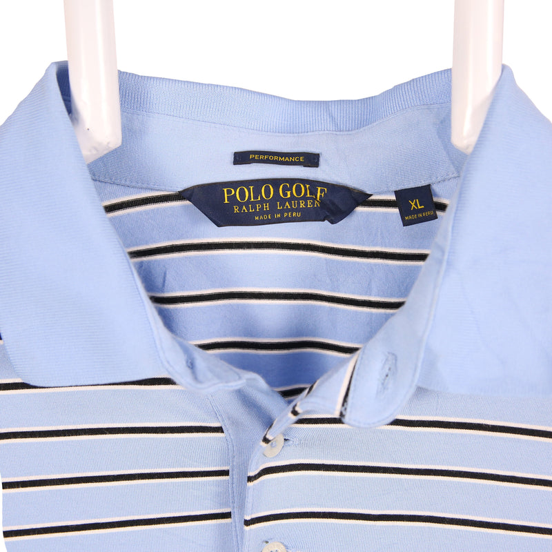 Polo Golf Ralph Lauren 90's Short Sleeve Striped Button Up Polo Shirt XLarge Blue