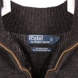 Polo by Ralph Lauren 90's Quarter Zip Knitted Jumper / Sweater XLarge Black