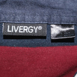 Livergy 90's Striped Long Sleeves Button Up Polo Shirt XXLarge (missing sizing label) Burgundy Red