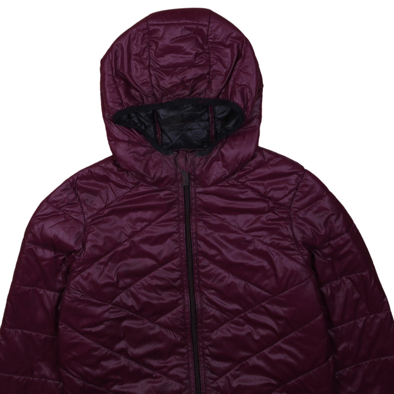 Addicted 90's Hooded Full Zip Up Puffer Jacket Medium (missing sizing label) Burgundy Red