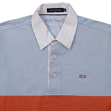 Paul Stuart 90's Long Sleeves Quater Button Polo Shirt XLarge Blue