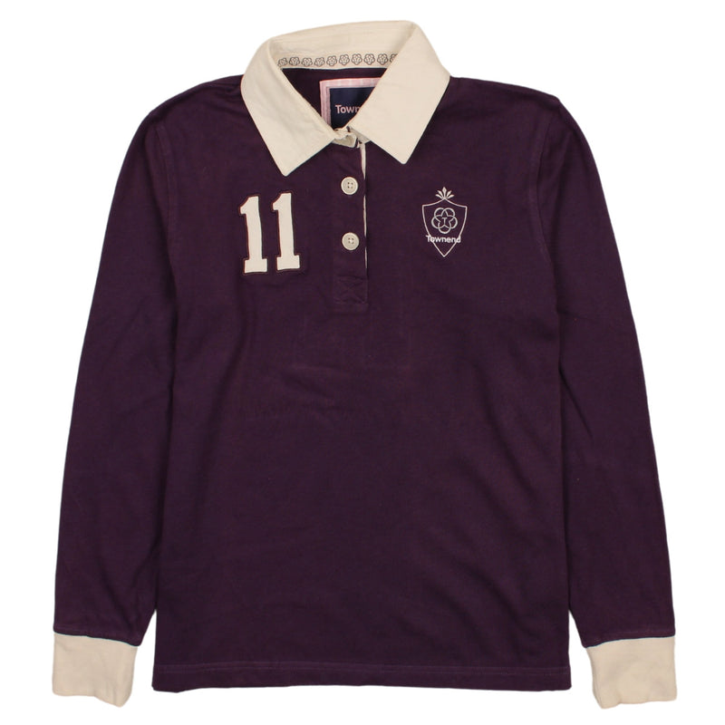 Townend 90's Long Sleeves Rugby Quater Button Polo Shirt Medium (missing sizing label) Purple