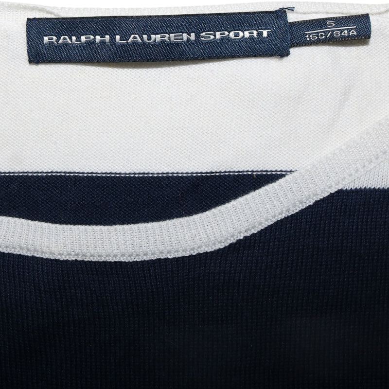 Ralph Lauren 90's Striped Crew Neck Sweatshirt Small Navy Blue