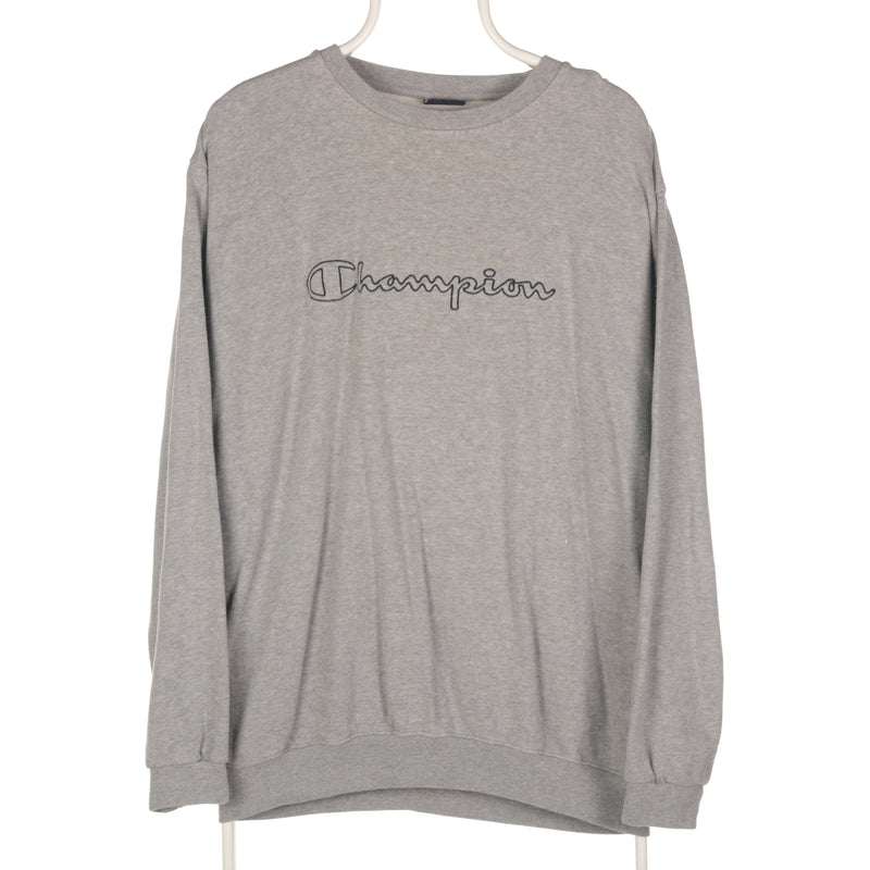 Champion - Grey Embroidered Spellout Sweatshirt - XXLarge