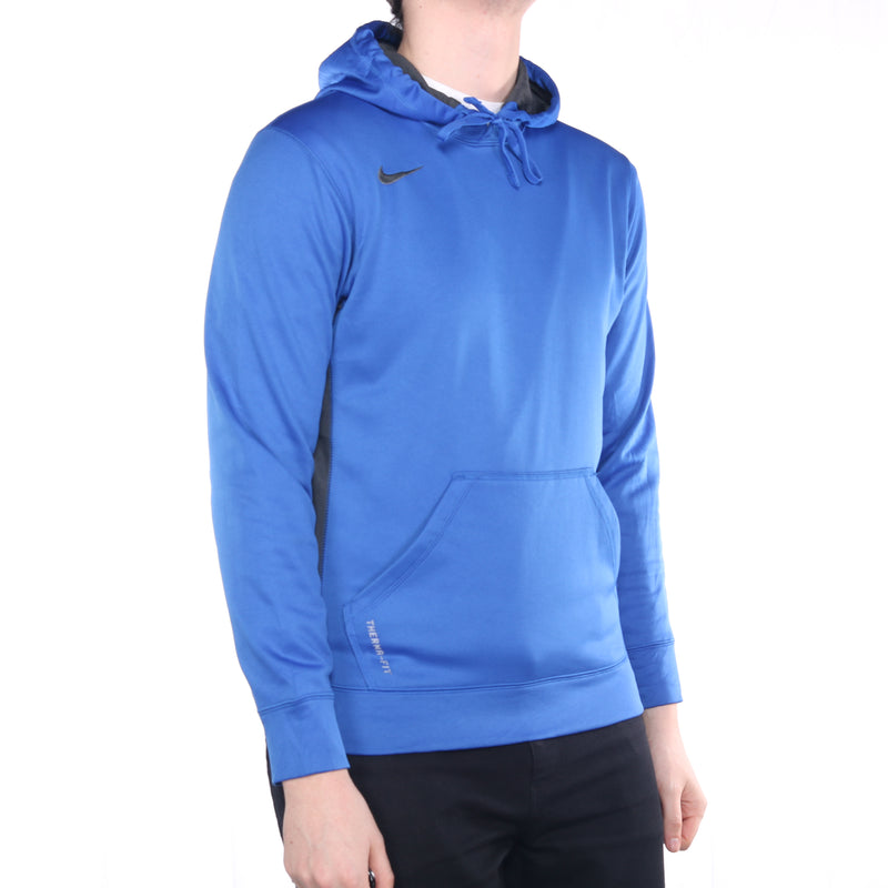 Nike - Blue Embroidered Single Swoosh Hoodie - Small