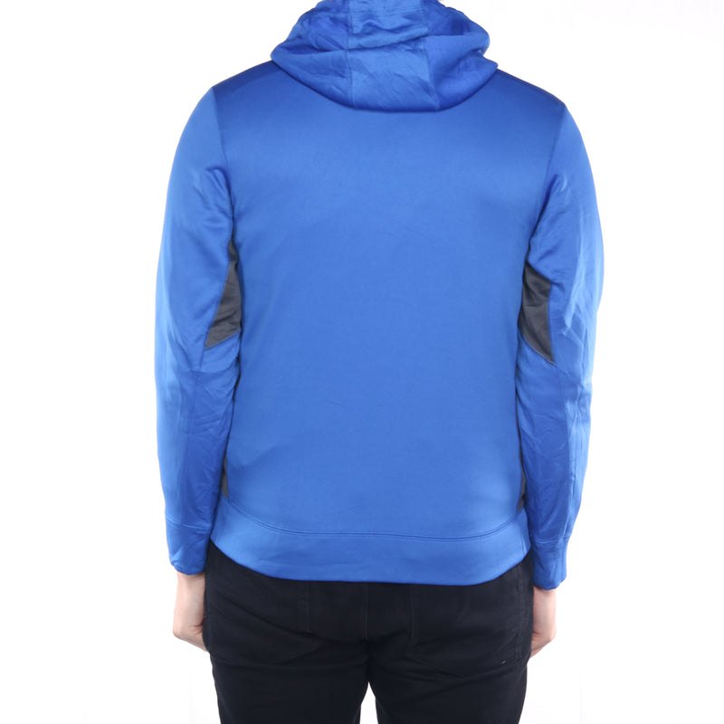 Nike - Blue Embroidered Single Swoosh Hoodie - Small