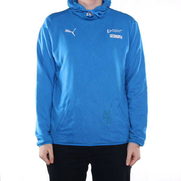 Puma - Blue Embroidered Hoodie- Large