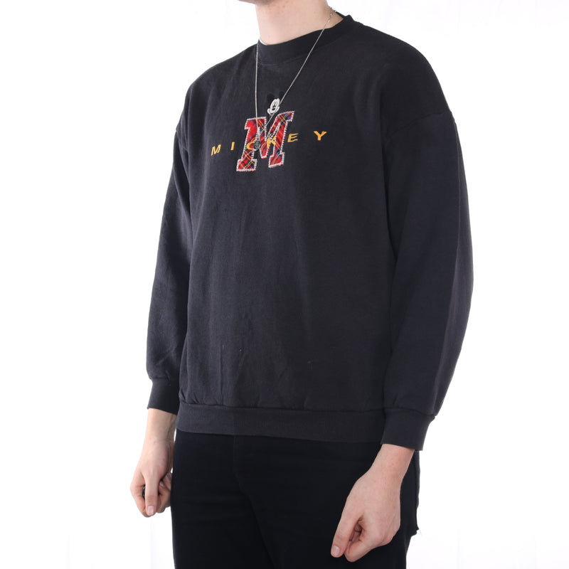 Disney - Black Embroidered Crewneck Sweatshirt - XLarge