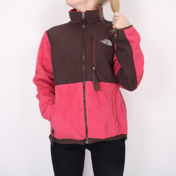 The North Face - Pink and Brown Embroidered Denali Fleece Jacket - Medium