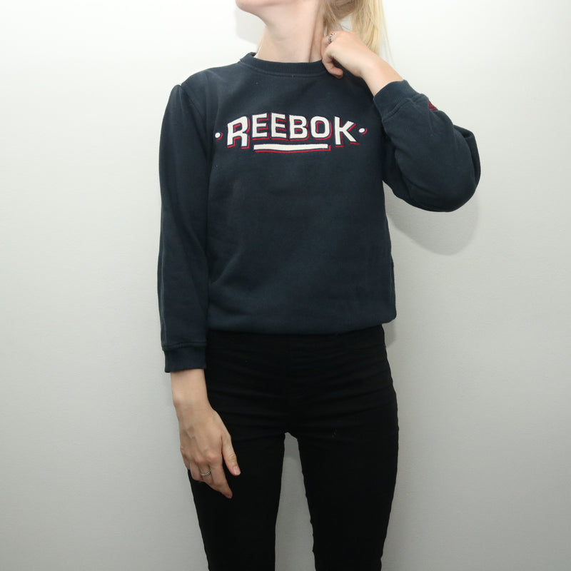 Reebok - Blue Embroidered Crewneck Sweatshirt - Small