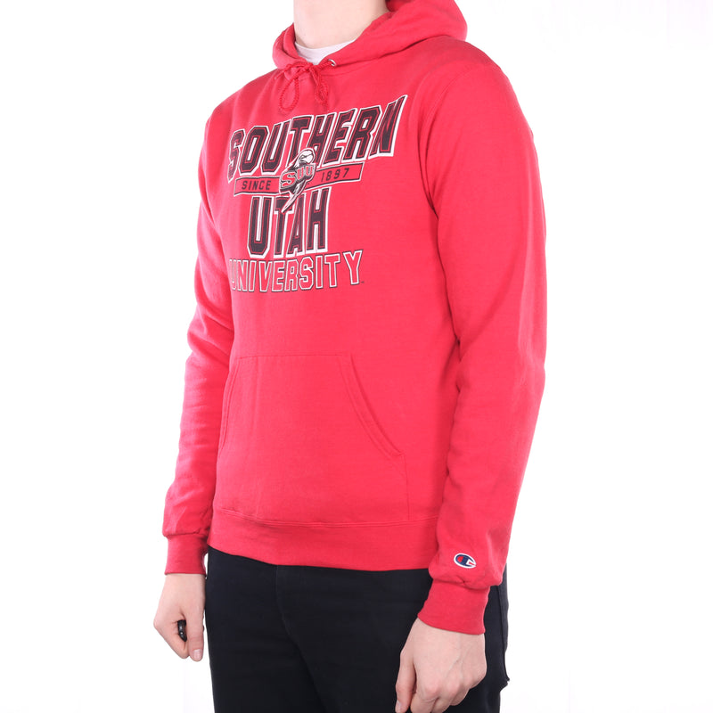 Champion - Red College Print Hoodie - Small