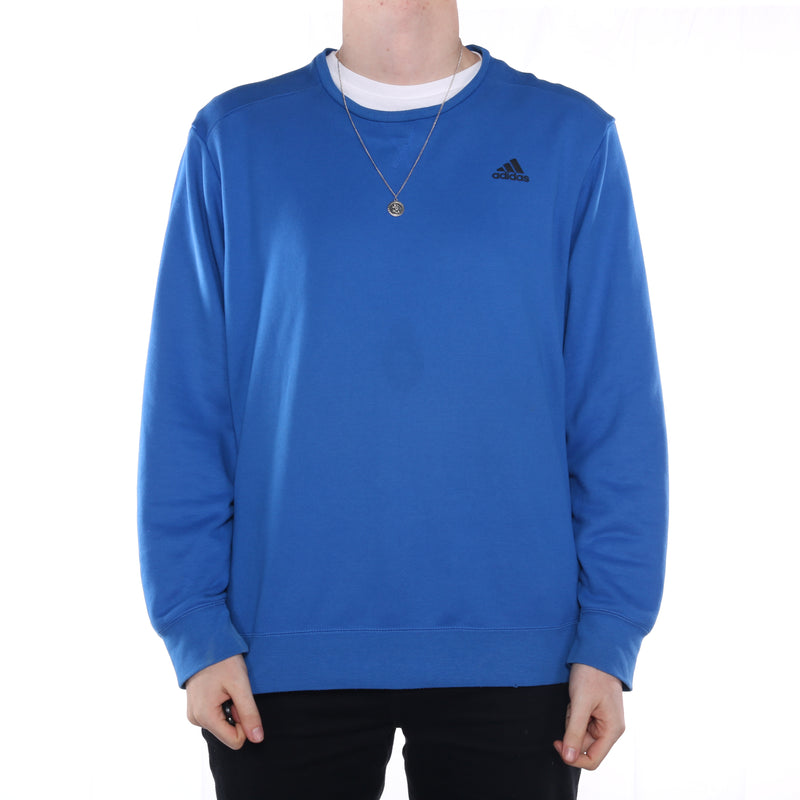 Adidas - Blue Printed Crewneck Sweatshirt - XLarge
