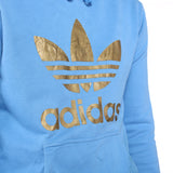 Adidas - Blue Printed Spellout Hoodie - Medium
