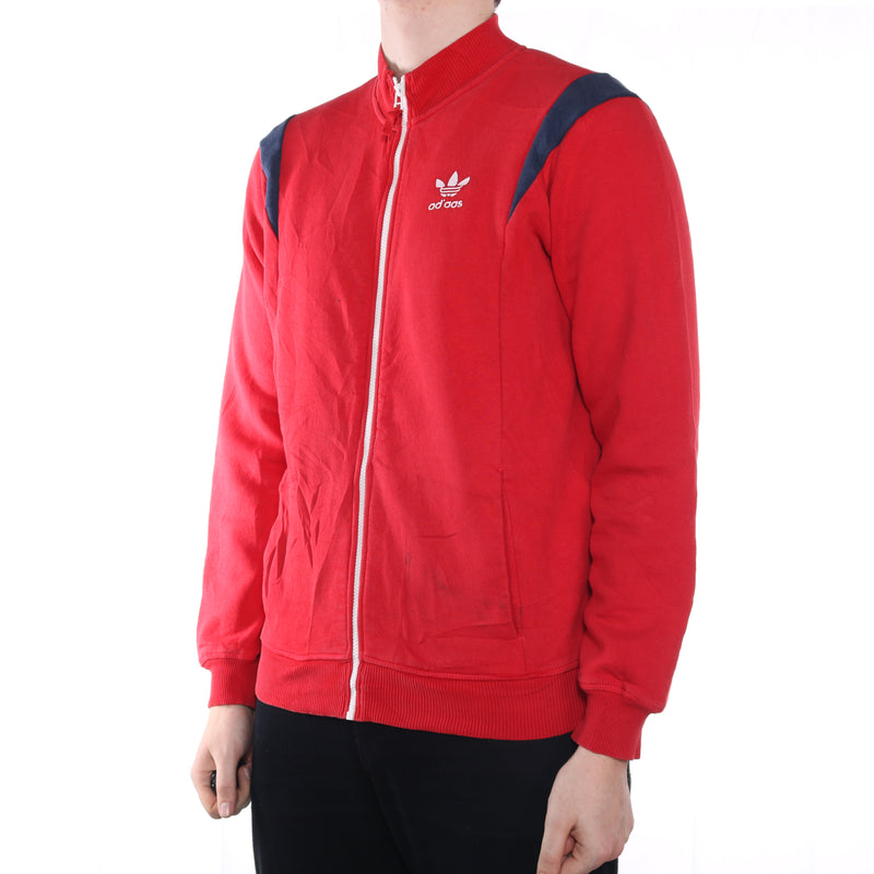Adidas - Red Printed Zip Up Jumper - Large