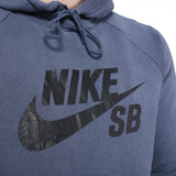 Nike - Blue Printed Spellout Hoodie - Small