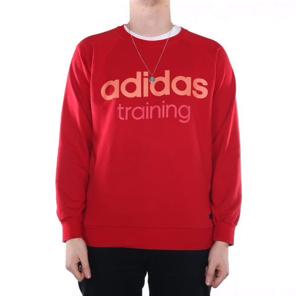 Adidas - Red Printed Crewneck Sweatshirt - Large