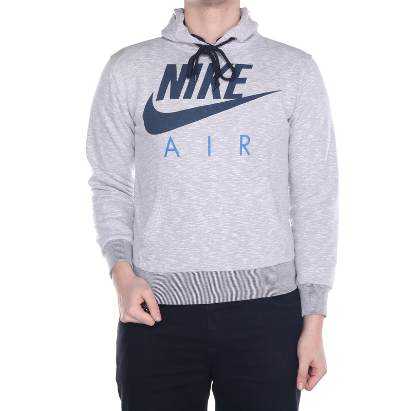 Nike  -  Grey Printed Spellout Hoodie - Small