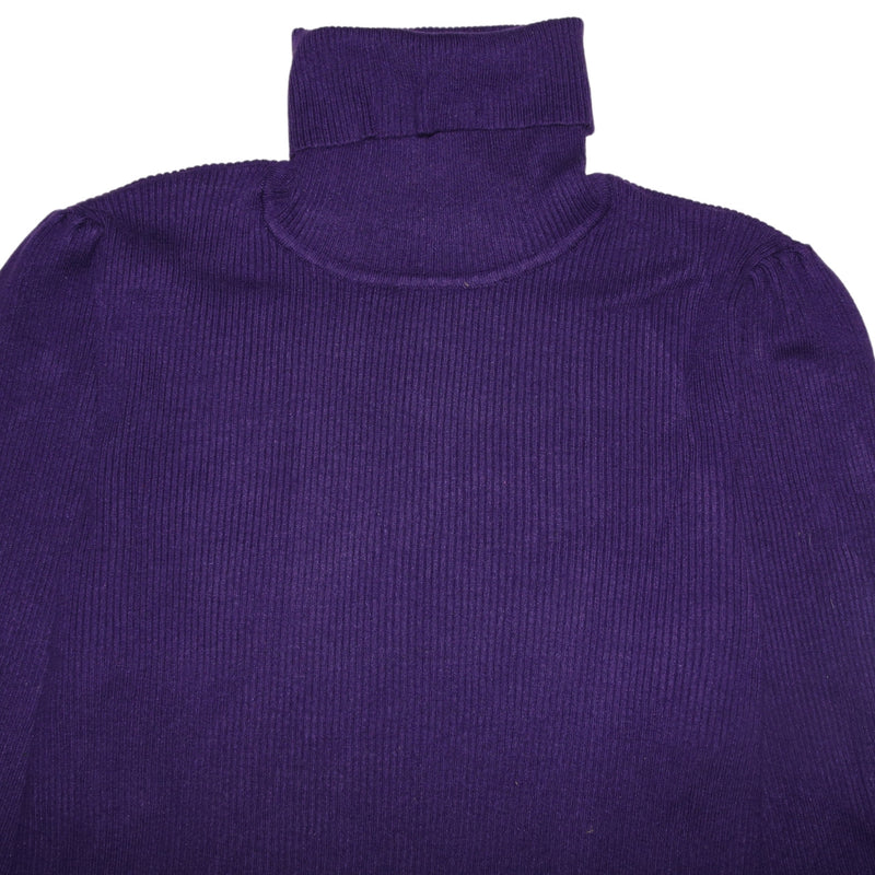 Ralph Lauren polo 90's Turtle Neck Knitted Jumper / Sweater Large Purple