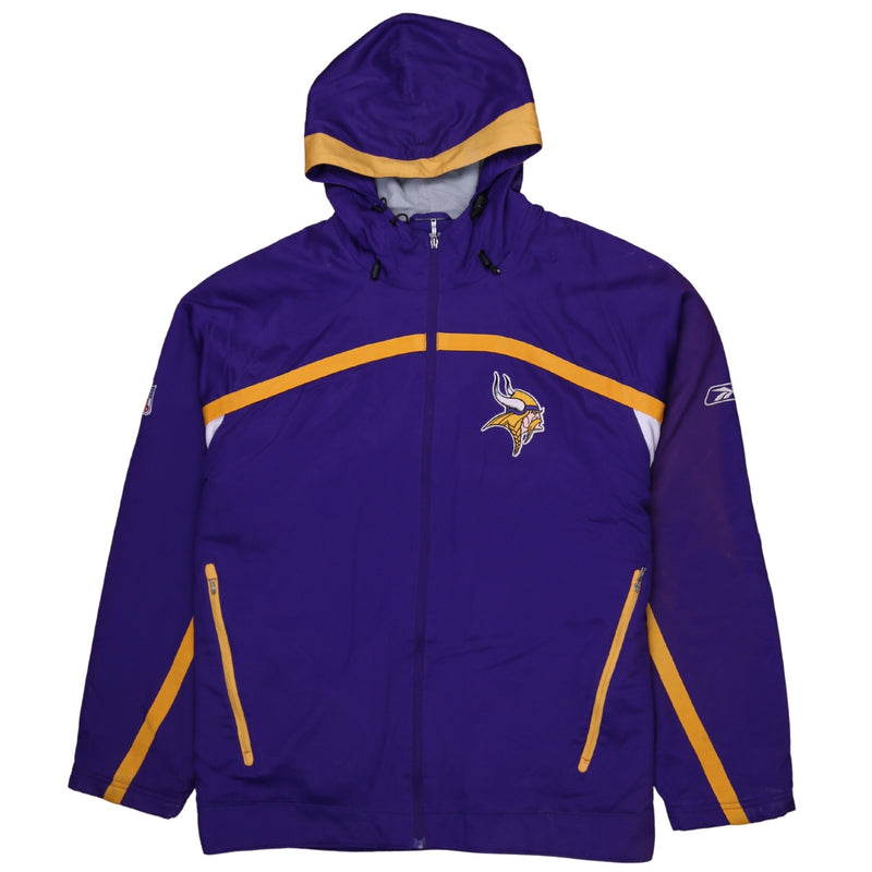 Reebok 90's NFL Vikings Full Zip Up Hooded Windbreaker XLarge Purple