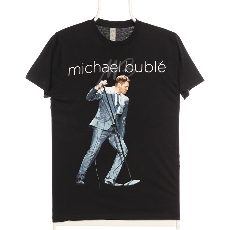 Michael Buble 00 Y2K Short Sleeve Crewneck 2014 World tour T Shirt Small Black
