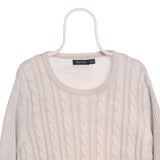Nautica 90's Crewneck Knitted Cord Jumper XLarge White