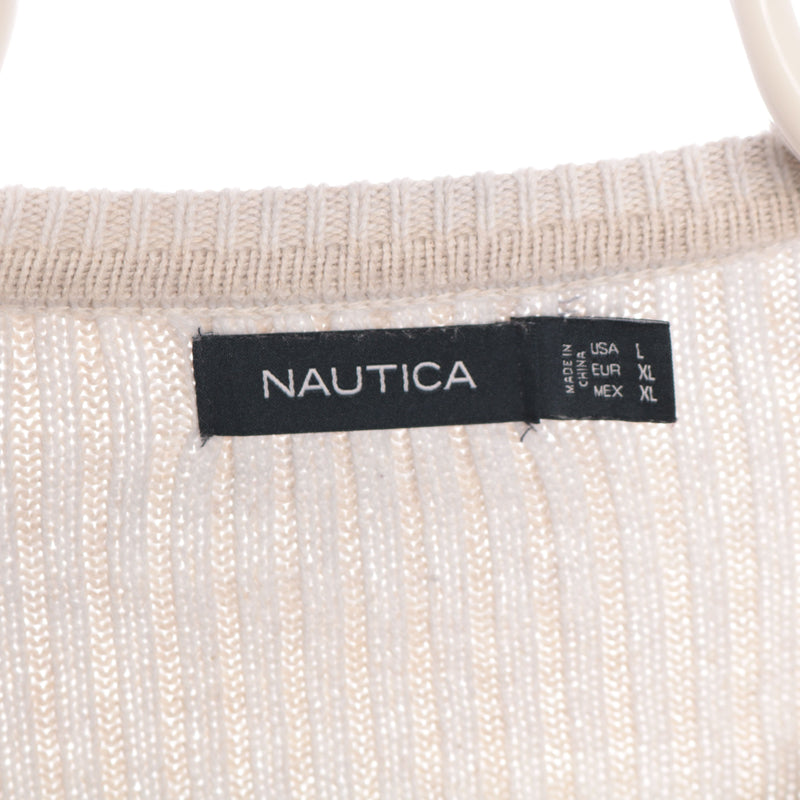 Nautica 90's Crewneck Knitted Cord Jumper XLarge White