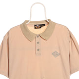 Harley Davidson 90's Button Up Short Sleeve Polo Shirt Large Brown