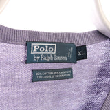 Ralph Lauren 90's V Neck Knitted Jumper Xlarge Purple