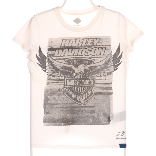 Harley Davidson 90's Short Sleeve Crewneck Back Print T Shirt Large White