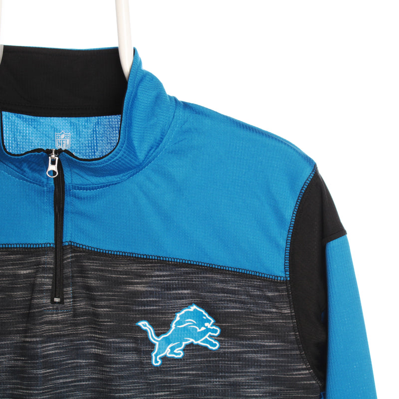 Grey NFL Lions Quarter Zip Sweatshirt - XLarge