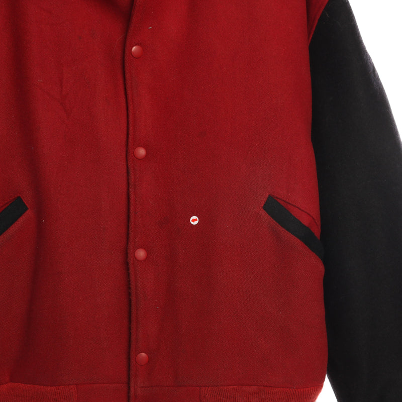 Butwin 90's College Prep Button Up Woolen Varsity Jacket Xlarge Red