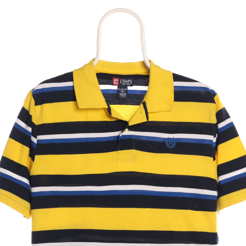 Ralph Lauren Chaps 90's Button Up Short Sleeve Striped Polo Shirt Xlarge Yellow