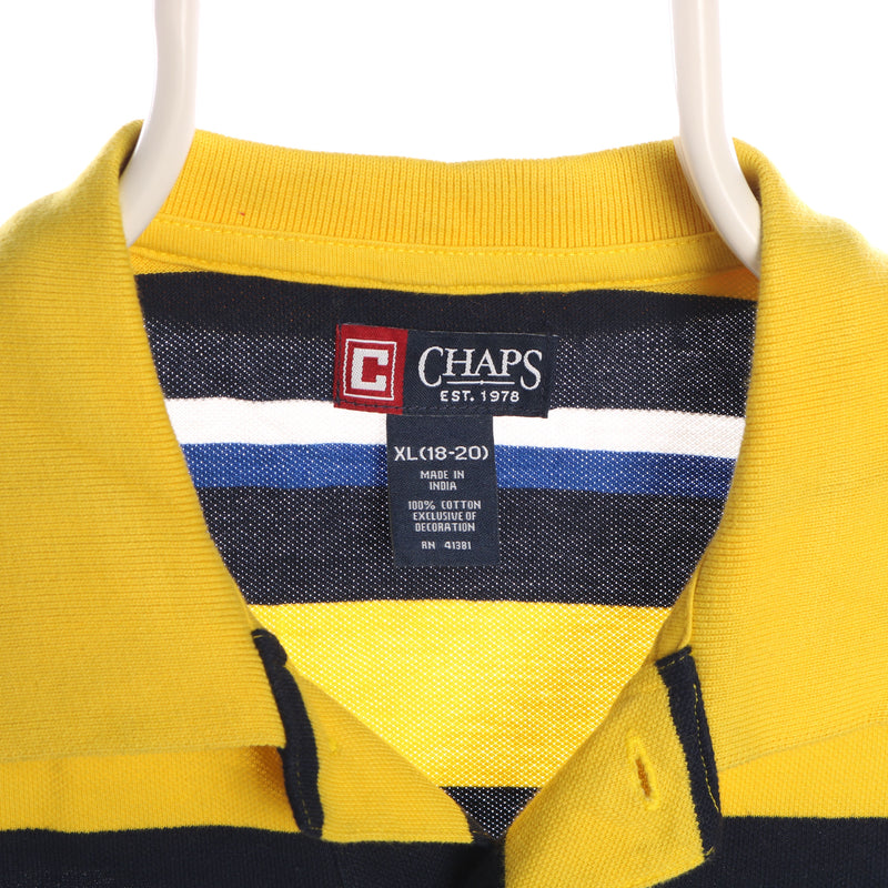 Ralph Lauren Chaps 90's Button Up Short Sleeve Striped Polo Shirt Xlarge Yellow