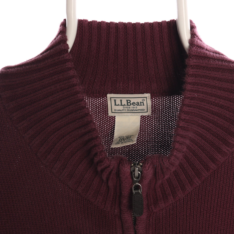 L.L.Bean 90's Zip Up Knitted Jumper XXLarge Burgundy