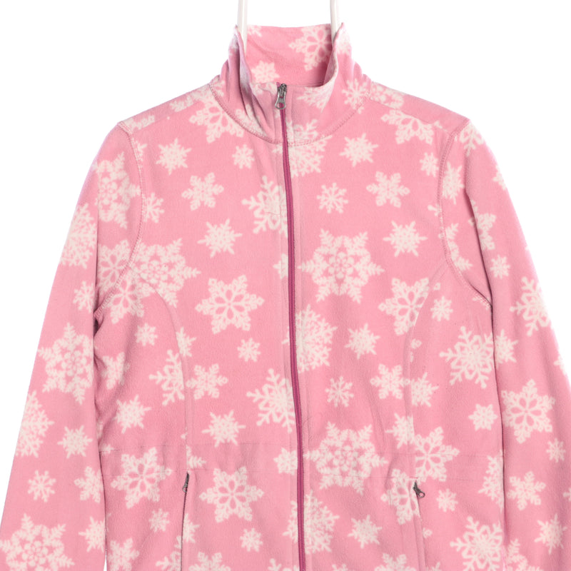 Pink Unbranded Snowflakes Zip Up Fleece - Medium