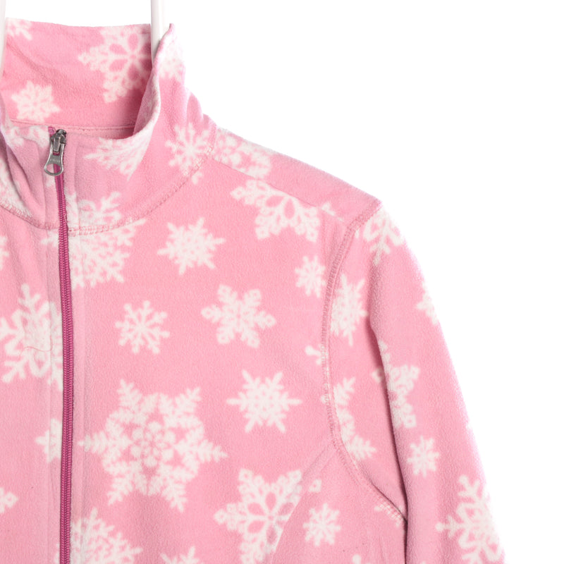 Pink Unbranded Snowflakes Zip Up Fleece - Medium