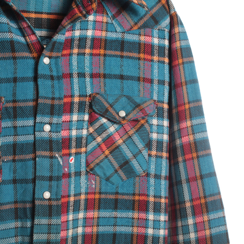 Bar.f 90's Lumberjack Button Up Long Sleeve Shirt Large Blue