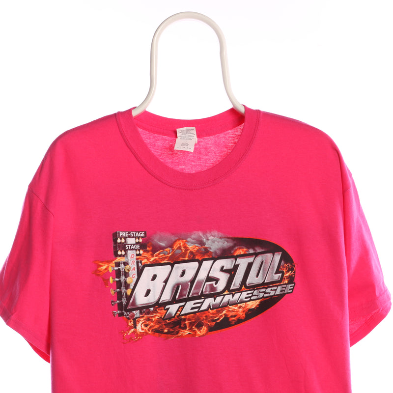 Gildan 90's Short Sleeve Back Print NASCAR Racing Tee T Shirt Large Pink