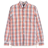 Tommy Hilfiger 90's Button Up Long Sleeve Check Shirt Xsmall Orange and Blue