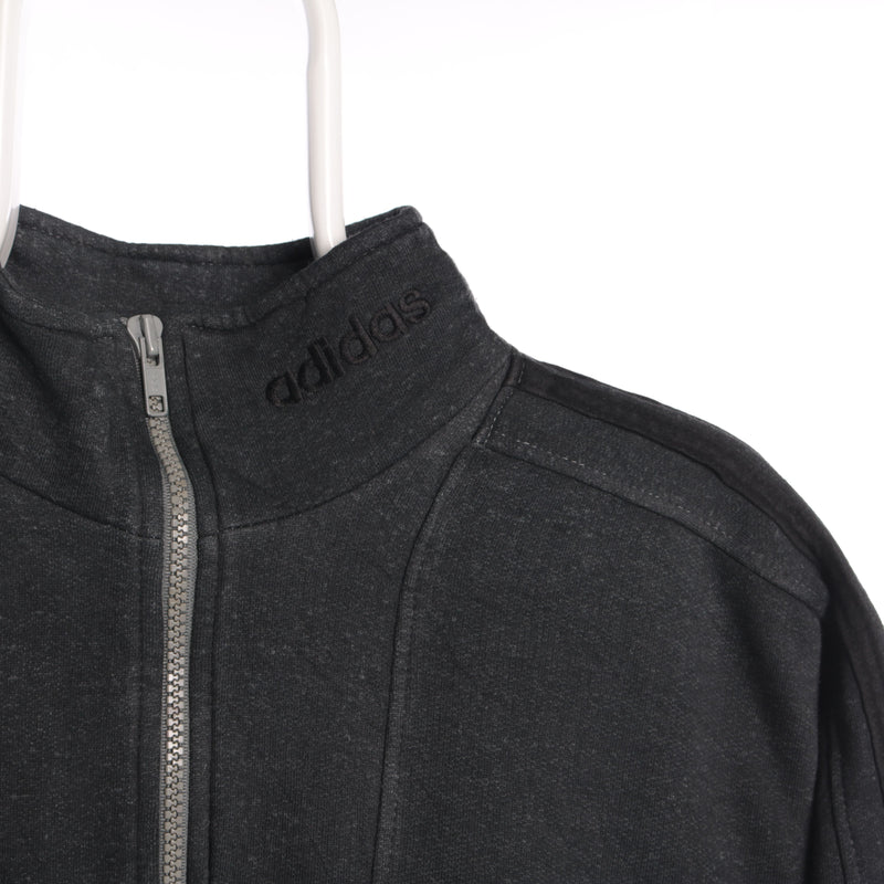 Adidas 90's Quarter Zip Embroidered Collar Sweatshirt Small Grey